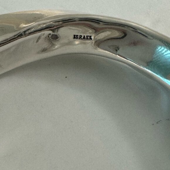 E&L Sterling Silver Bangle Statement Bracelet Israel Electroform Wavy D-2/5" - Picture 7 of 16